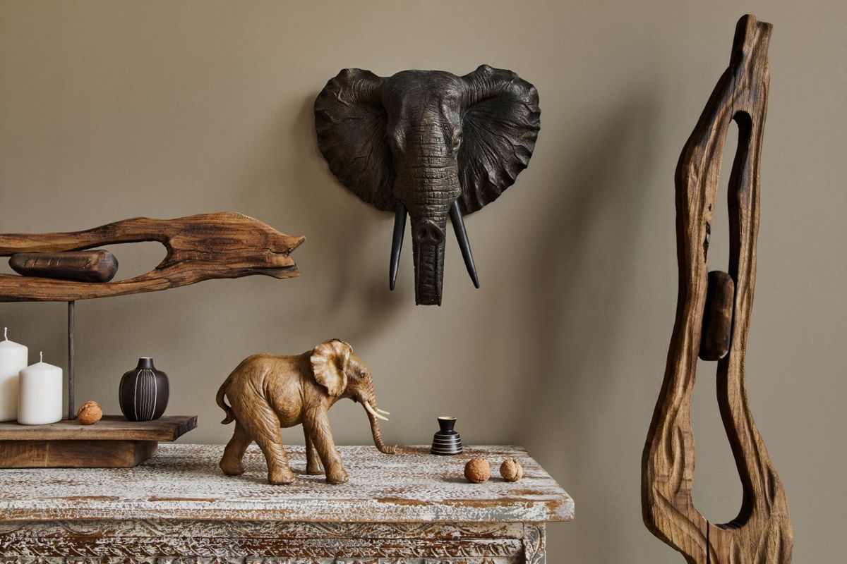 Elephant statue ( pair) buy (Handcrafted) | Home decor | Handmade Elephant wood Idol | Wooden Elephant Figure